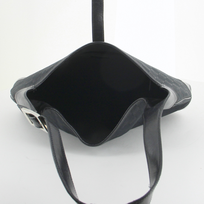 Bolso de mano Gucci Jackie en cuero negro y lona Monogram - Detail D2