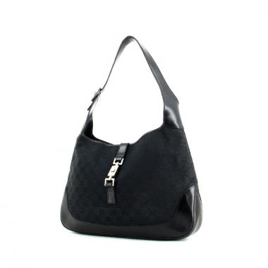 Borsa Jackie in pelle nera e tela monogram