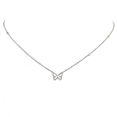 Collier Messika Butterfly petit modèle en or blanc et diamants