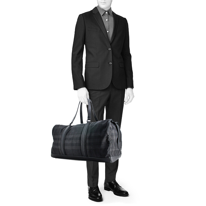 Burberry travel bag in black canvas and black leather - Detail D1