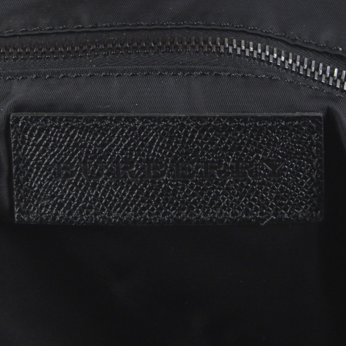 Borsa da viaggio in tela nera con motivo a quadri e pelle nera - Detail D3