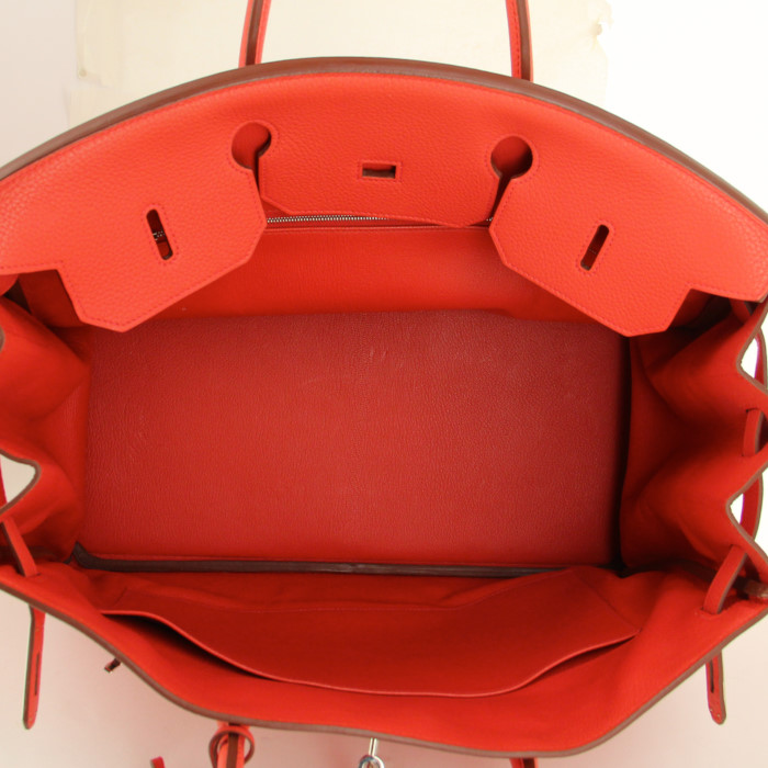 Hermes Birkin 40 cm handbag in pink togo leather - Detail D2