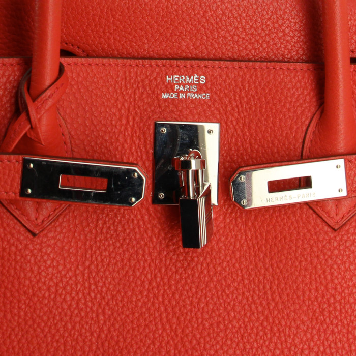 Hermes Birkin 40 cm handbag in pink togo leather - Detail D3