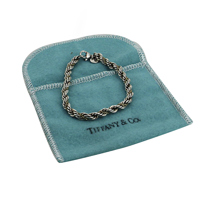Tiffany & Co flexible bracelet in silver and yellow gold - Detail D2