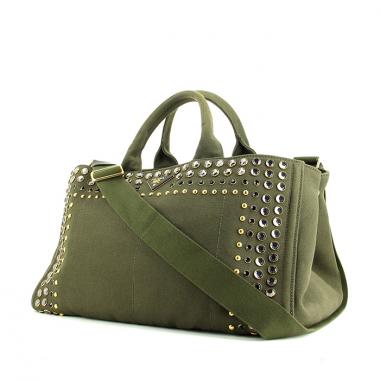 Bolso de mano Prada en lona caqui