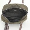 Prada handbag in khaki canvas and brown leather - Detail D2 thumbnail