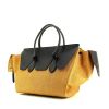 Borsa Tie Bag modello grande in pelle nera e vimini intrecciato giallo - 00pp thumbnail