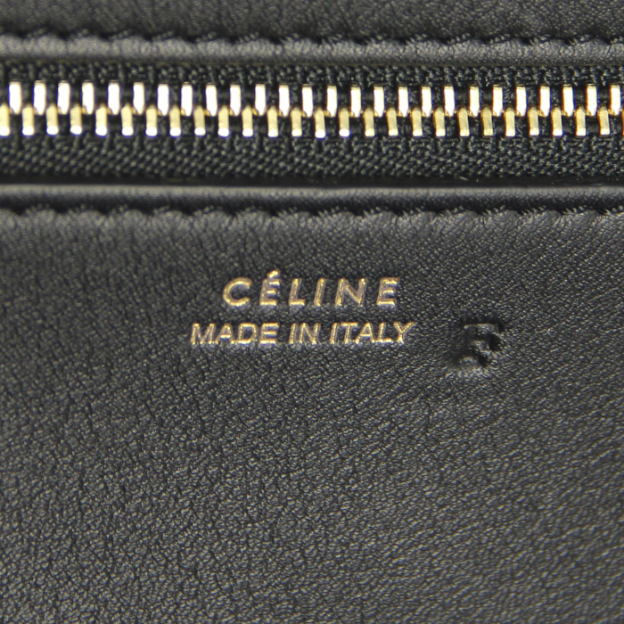 Celine Tie Bag large model handbag in black leather and yellow braided wicker - Detail D4