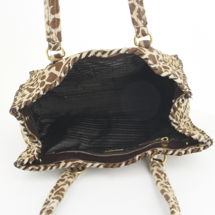 Bolso Cabás Prada en piel de potro beige y marrón - Detail D2