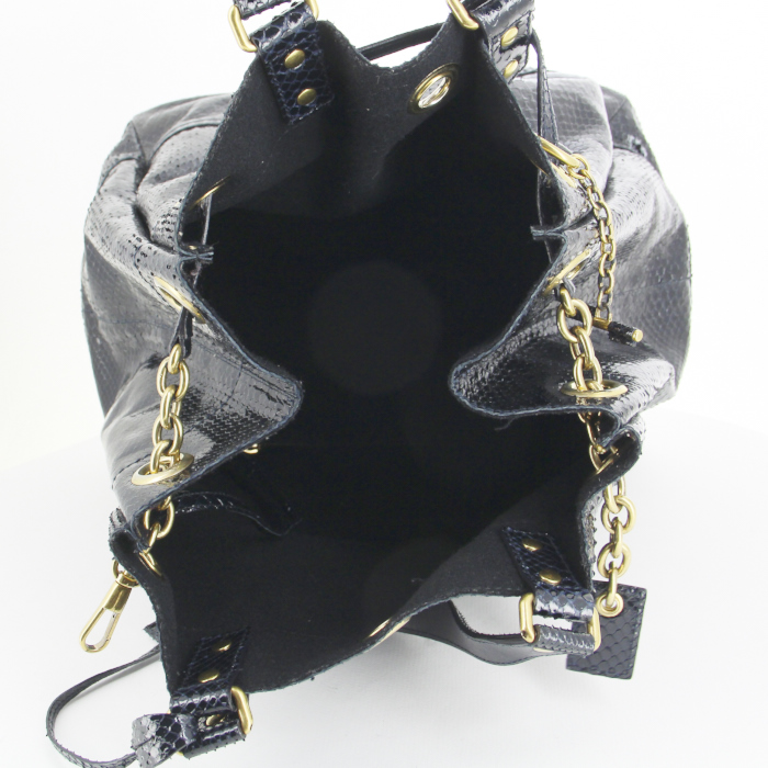 Sac cabas Saint Laurent Overseas en python bleu-nuit - Detail D2