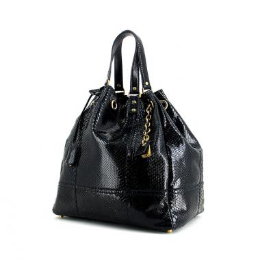 Saint Laurent Overseas shopping bag in dark blue python