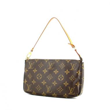 Bolsito de mano Louis Vuitton en lona Monogram y cuero natural