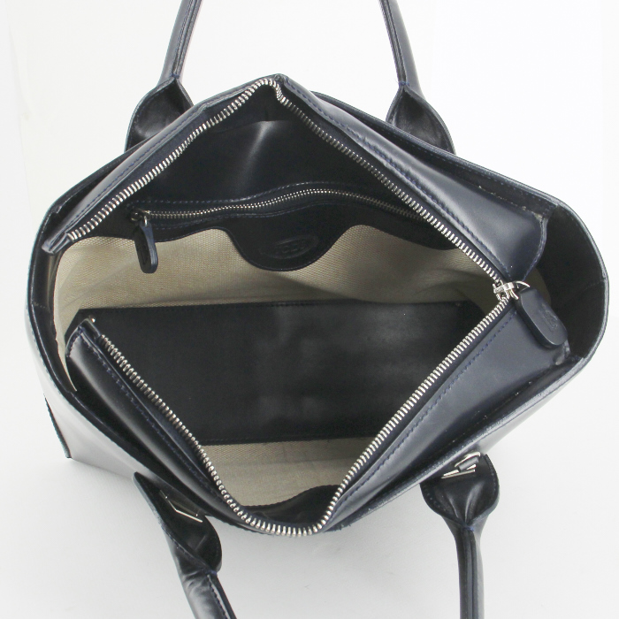 Sac à main Tod's en cuir bleu-marine - Detail D2