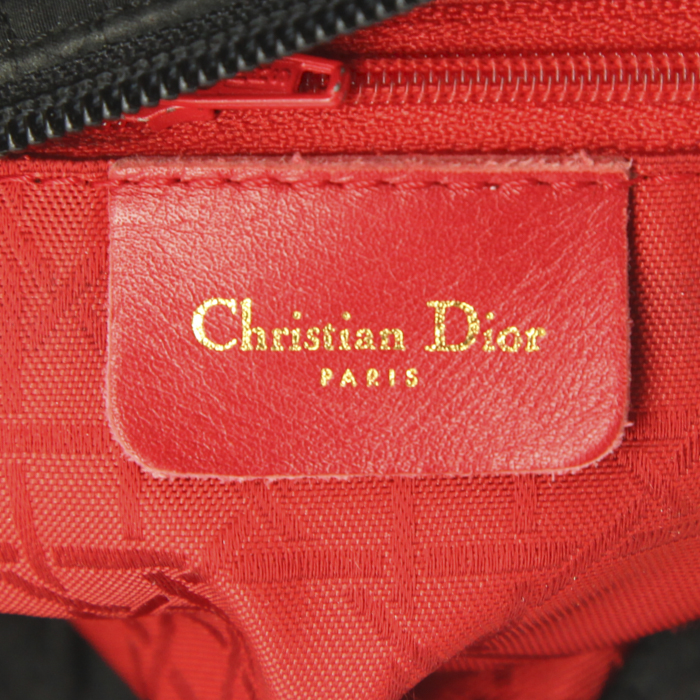 Bolso de mano Dior Lady Dior en lona cannage negra - Detail D3