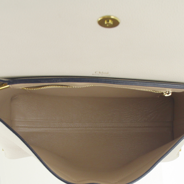 Chloé Sally shoulder bag in grey, taupe and blue tricolor leather - Detail D2