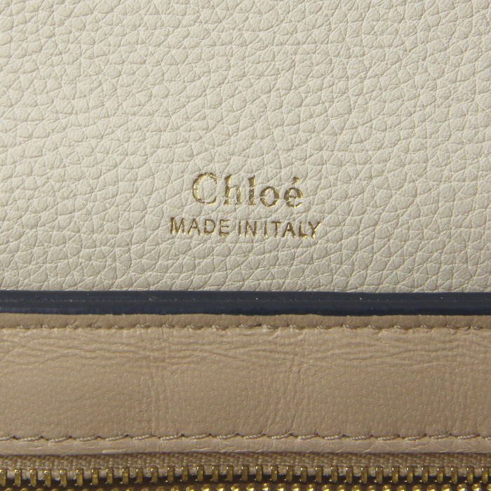 Chloé Sally shoulder bag in grey, taupe and blue tricolor leather - Detail D3