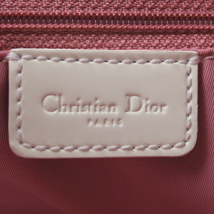 Dior handbag in pink and white monogram canvas - Detail D3
