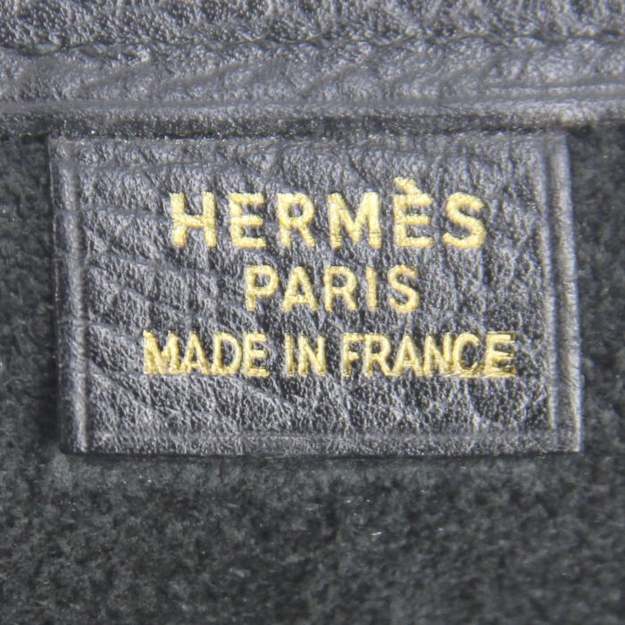 Sac cabas Hermes en cuir grainé noir - Detail D3