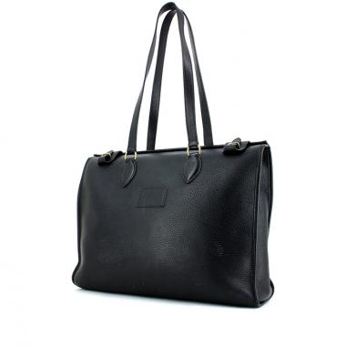 Hermes shopping bag in black grained leather