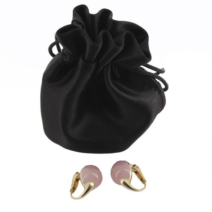 Pendientes Pomellato Luna en oro rosa y cuarzo rosa - Detail D2
