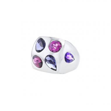 Anello Chanel in oro bianco e pietre colorate