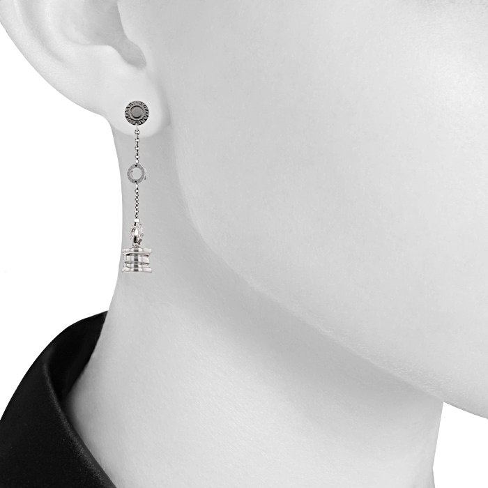 Pendientes colgantes Bulgari B.Zero1 en oro blanco - Detail D1