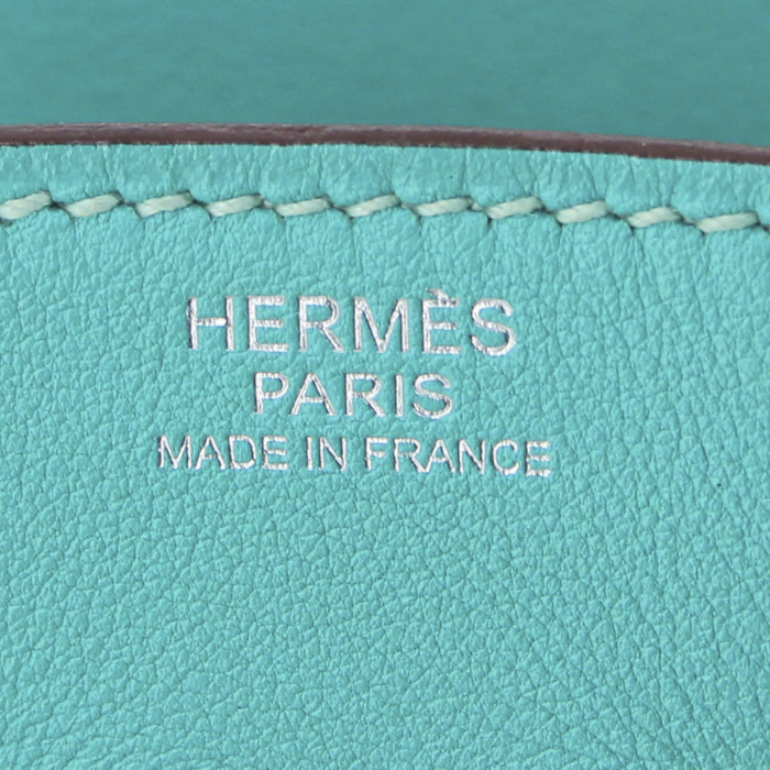 Bolso de mano Hermes Birkin 30 cm en cuero swift azul Lagon - Detail D3