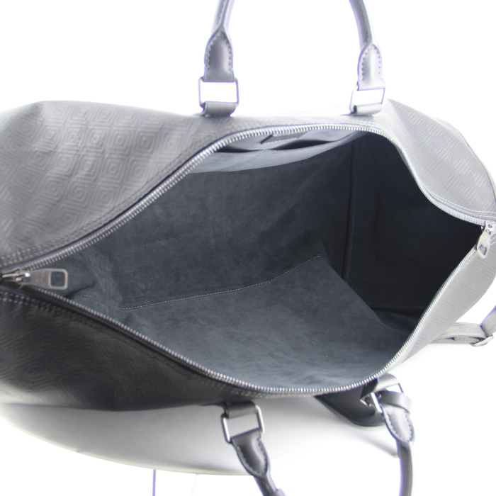 Sac de voyage Louis Vuitton Keepall 50 cm en toile damier grise et cuir gris foncé - Detail D3
