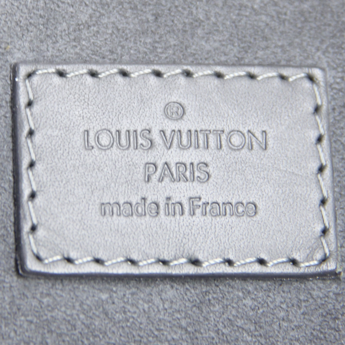 Bolsa de viaje Louis Vuitton Keepall 50 cm en lona a cuadros gris y cuero gris oscuro - Detail D4