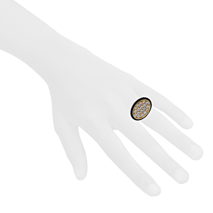 Bague époque années 70 Rene Boivin en or jaune,  ébène et diamants - Detail D1