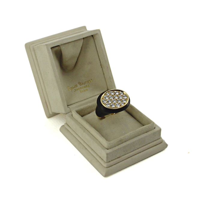 Anello Rene Boivin in oro giallo,  ebano e diamanti - Detail D2