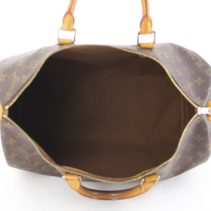 Sac à main Louis Vuitton Speedy 40 en toile monogram et cuir naturel - Detail D2