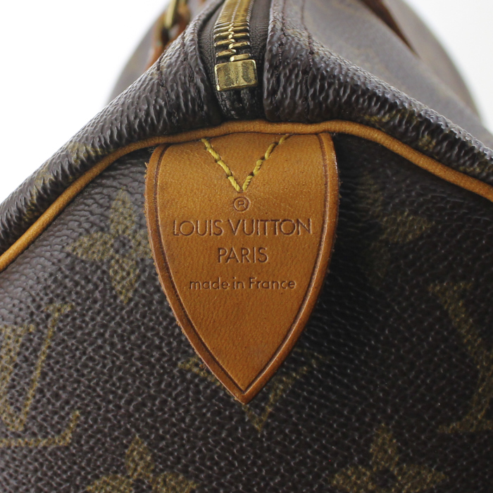 Sac à main Louis Vuitton Speedy 40 en toile monogram et cuir naturel - Detail D3