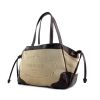Prada handbag in brown leather and beige logo canvas - 00pp thumbnail