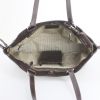 Prada handbag in brown leather and beige logo canvas - Detail D2 thumbnail