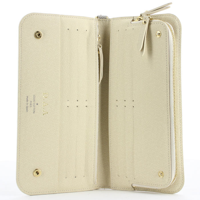 Louis Vuitton wallet in azur damier canvas and white leather - Detail D2