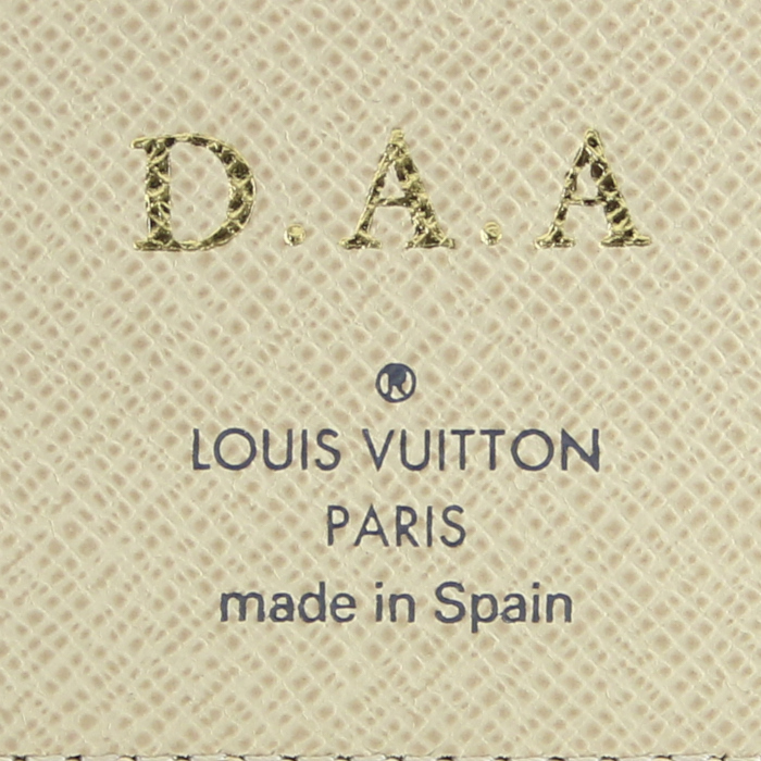 Portefeuille Louis Vuitton en toile damier enduite azur et cuir blanc - Detail D3