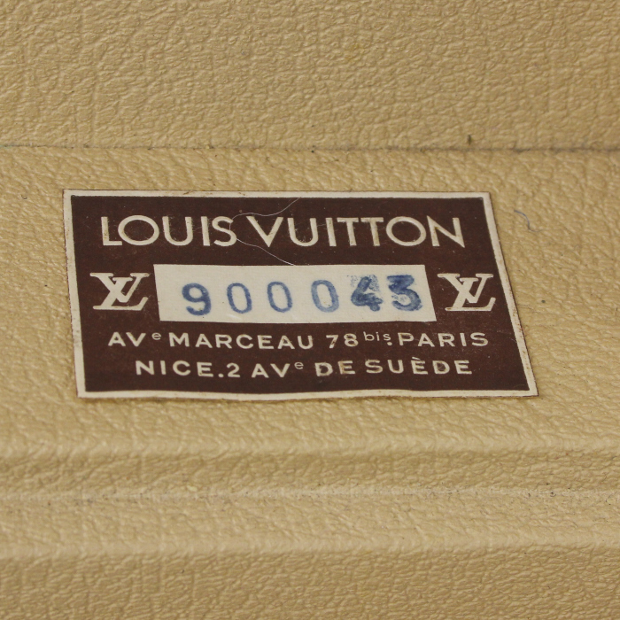 Valise Bisten 60 Louis Vuitton en toile monogram marron et cuir naturel - Detail D4