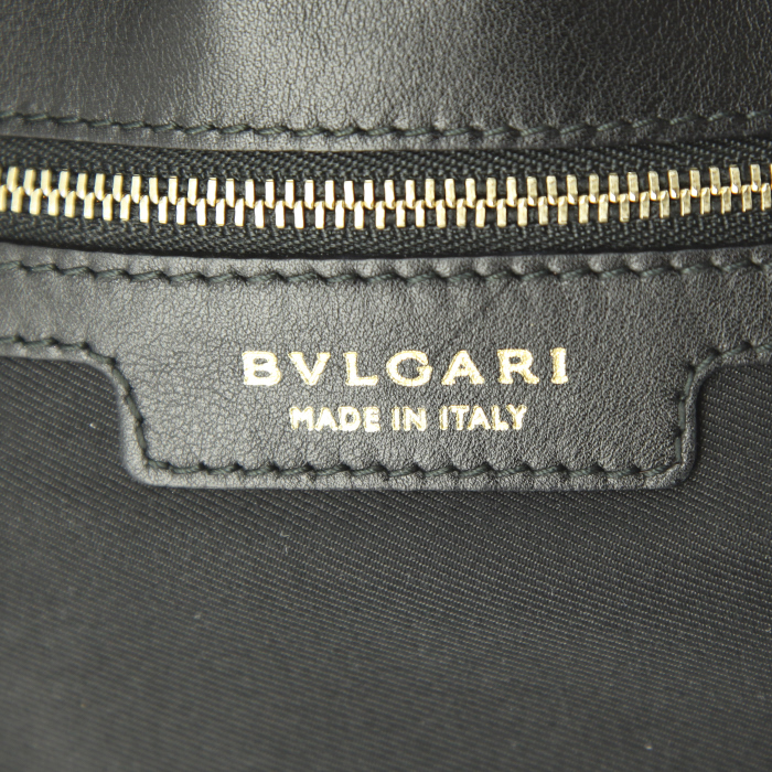 Bulgari Leoni shoulder bag in silver shading leather and silver patent leather - Detail D4