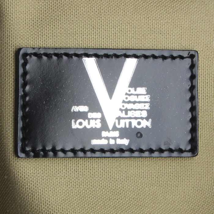 Bolsa de viaje Louis Vuitton Steamer Bag en lana roja y negra y cuero negro - Detail D3