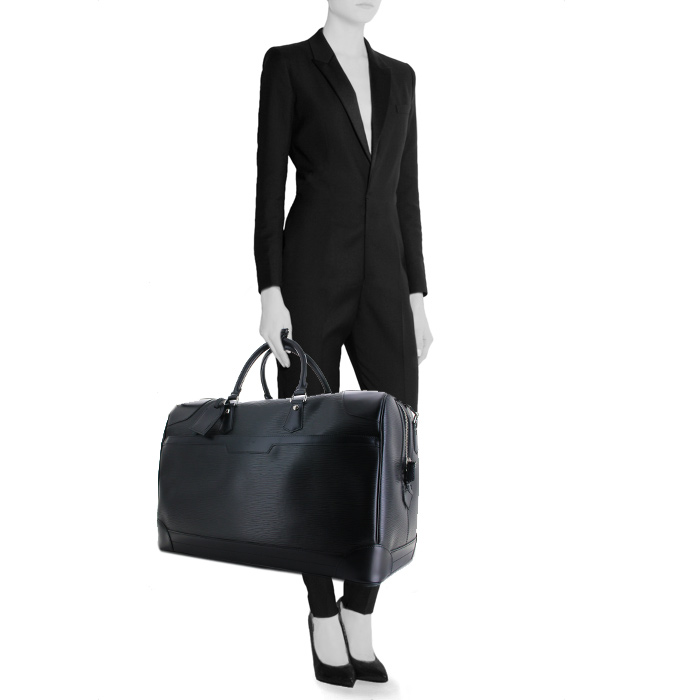 Bolsa de viaje Louis Vuitton en cuero Epi negro - Detail D1