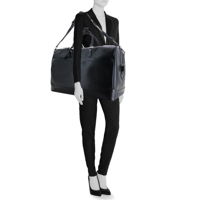 Bolsa de viaje Louis Vuitton en cuero Epi negro - Detail D2