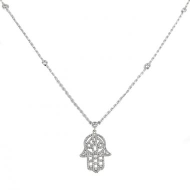 Collana Messika Main de Fatma in oro bianco e diamanti