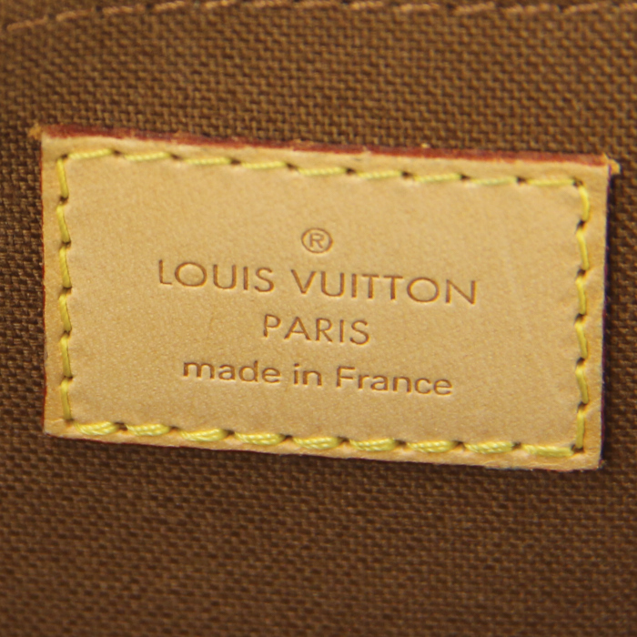 Sac à main Louis Vuitton en toile monogram enduite marron et cuir naturel - Detail D3