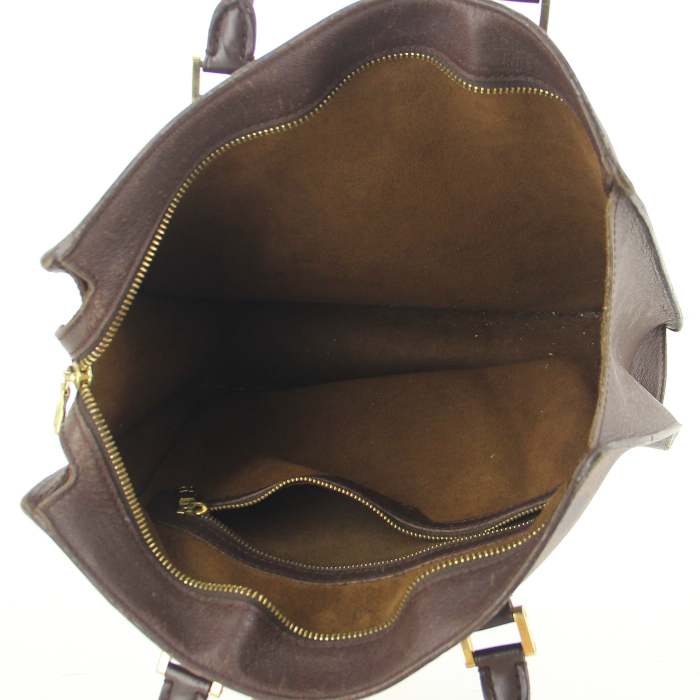 Shopping bag Louis Vuitton modello piccolo in tela a scacchi marrone e pelle marrone - Detail D2