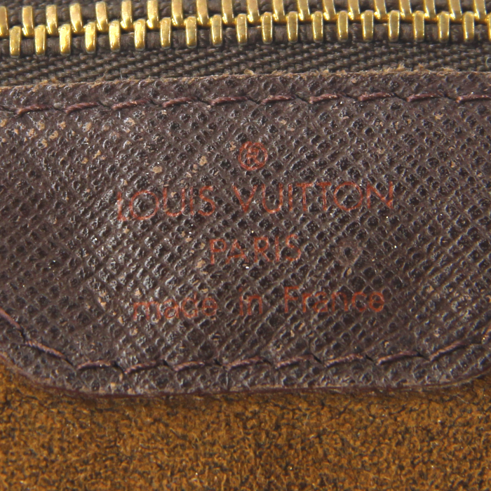 Shopping bag Louis Vuitton modello piccolo in tela a scacchi marrone e pelle marrone - Detail D3
