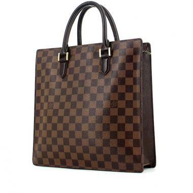 Shopping bag Louis Vuitton modello piccolo in tela a scacchi marrone e pelle marrone