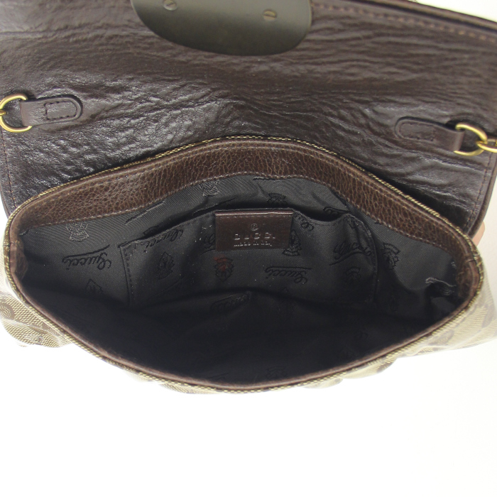 Gucci handbag in brown and beige monogram canvas and brown leather - Detail D2