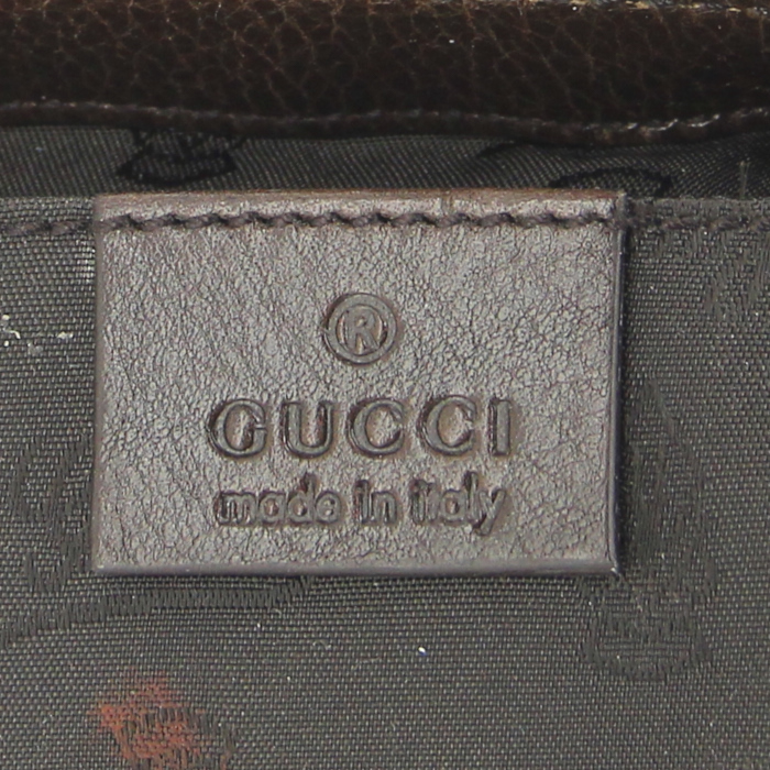 Gucci handbag in brown and beige monogram canvas and brown leather - Detail D3