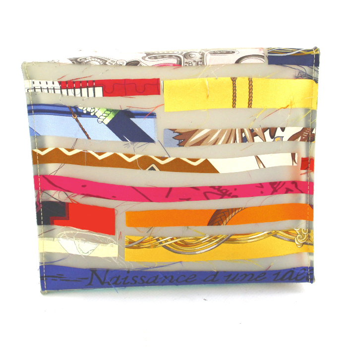 Shopping bag in plastico tricolore blu arancione e verde e seta - Detail D4